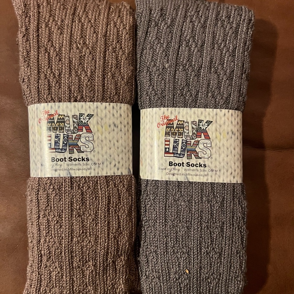 Muk Luks Brown and Gray Boot Socks